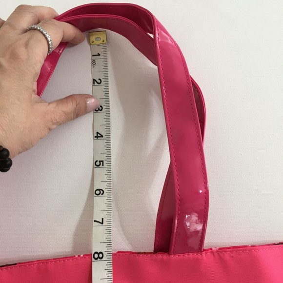 LANCOME NEW Pink Tote/Shoulder Bag Canvas Rectangular Shape Fully Lined - Picture 12 of 14